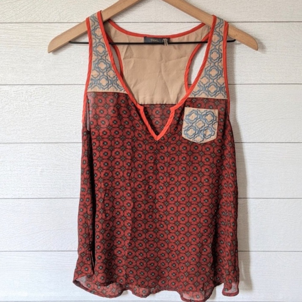 Anthropologie THML Embroidered Sleeveless Top XS